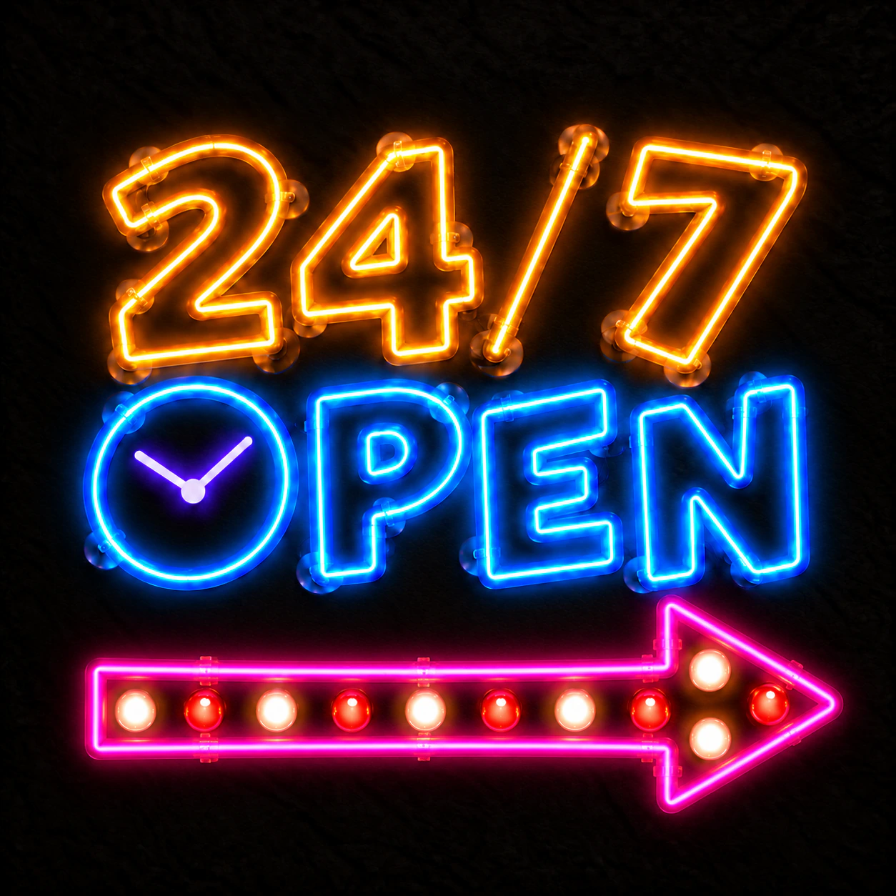 24시간, 일주일 내내 OPEN